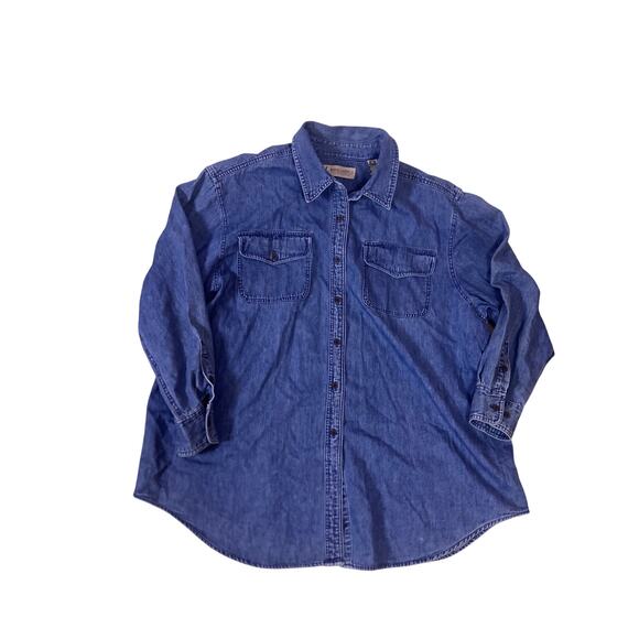 Marshall landing Tops - intage 90s Mars Landing II Faded Denim Shirt Womens XL Cotton